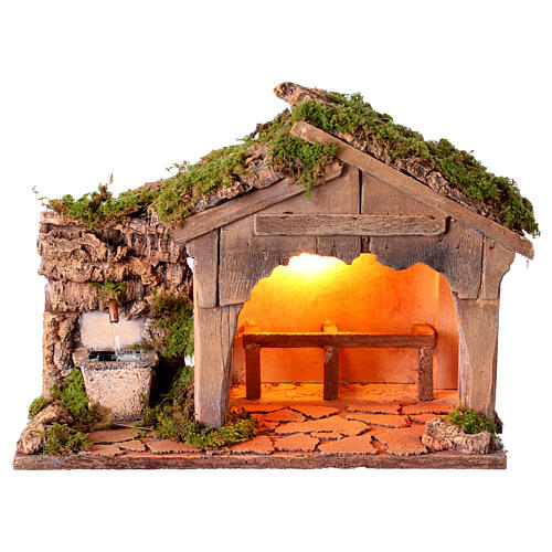 Nativity with fountain for 10-12 cm Neapolitan Nativity Scene, 20x30x20 cm 1