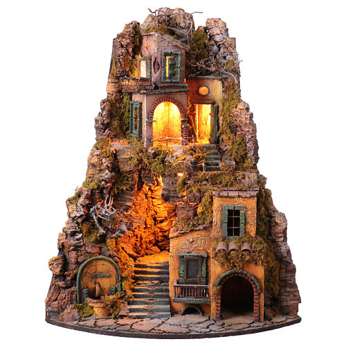 Petit village fontaine base angulaire 70x35x35 cm crèche napolitaine 10-12 cm 1