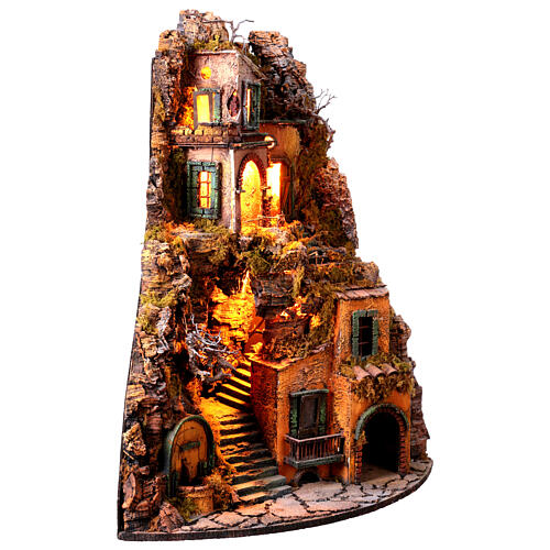 Petit village fontaine base angulaire 70x35x35 cm crèche napolitaine 10-12 cm 4