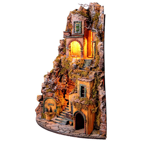 Petit village fontaine base angulaire 70x35x35 cm crèche napolitaine 10-12 cm 5