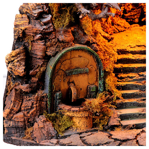 Small corner-base village with fountain 70x35x35 cm Neapolitan nativity scene 10-12 cm 3