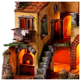 Nativity village with oven and waterfall, 55x50x45 cm, for Neapolitan Nativity Scene with 10-12 cm characters