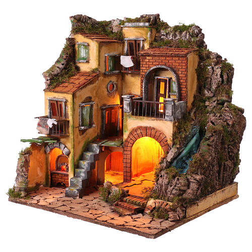 Borgo presepe forno e cascata 55x50x45 cm presepe napoletano 10-12 cm 3
