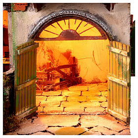 Setting of 18th-century style with washhouse, 60x60x40 cm, for Neapolitan Nativity Scene of 10-12 cm