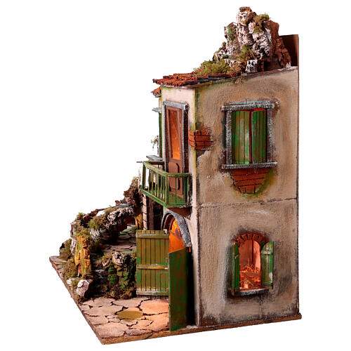 Presepe stile 700 con lavatoio 60x60x40 cm stile napoletano 10-12 cm 9