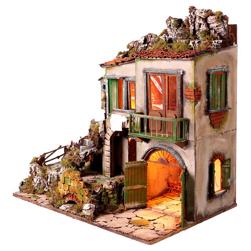 18th Century Style Nativity Scene with Washhouse 60x60x40 cm Neapolitan Style 10-12 cm 5