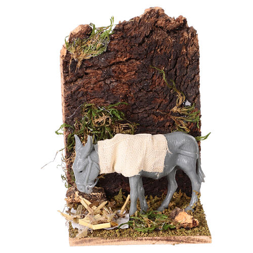 Asino che mangia in movimento 15x8x12 cm Presepe Napoletano 8-10 cm 1