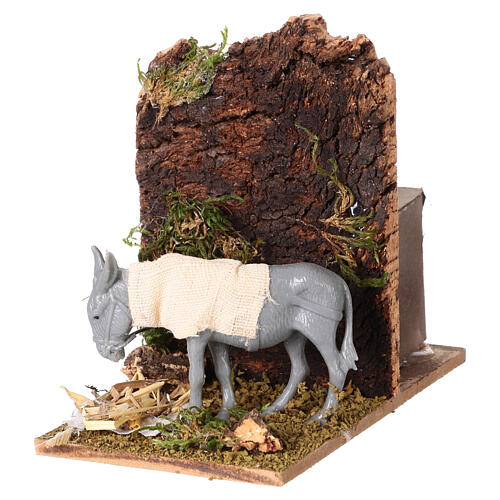 Animated eating donkey for Neapolitan Nativity 15x8x12 cm (for 8-10 cm scenes) 2
