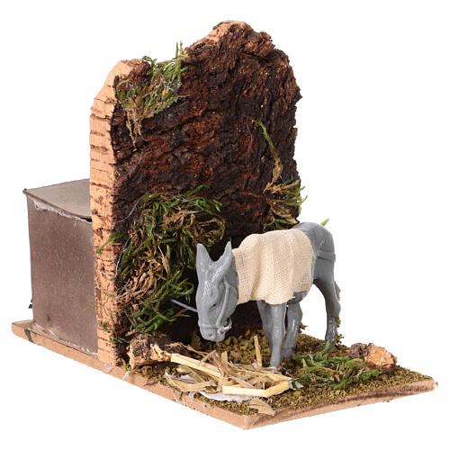 Animated eating donkey for Neapolitan Nativity 15x8x12 cm (for 8-10 cm scenes) 3