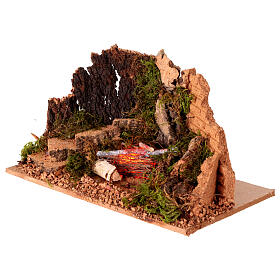 Feu de camp 10x20x12 cm pour crèche 8 cm