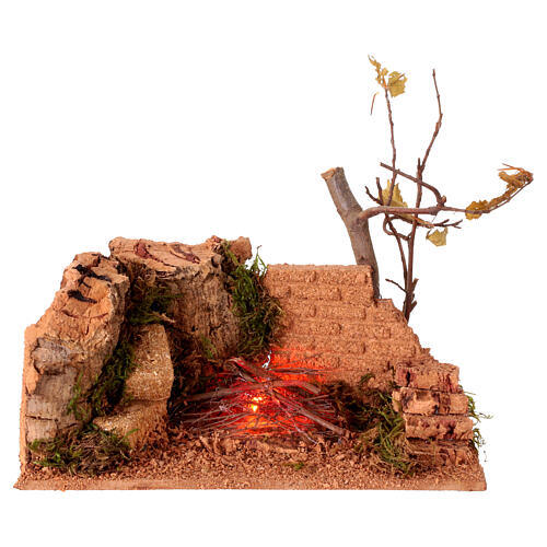 Campfire with light for 10-12 cm Neapolitan Nativity Scene, 10x20x12 cm 1