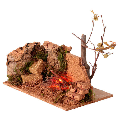 Campfire with light for 10-12 cm Neapolitan Nativity Scene, 10x20x12 cm 2