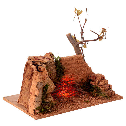 Campfire with light for 10-12 cm Neapolitan Nativity Scene, 10x20x12 cm 3