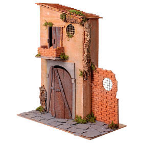 Casa de pastores em cortiça 50x45x20 cm presépio napolitano 20 cm