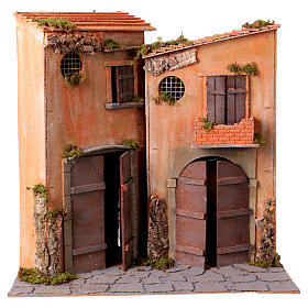 Neapolitan Nativity Scene houses, 55x55x30 cm, for 20 cm figurines