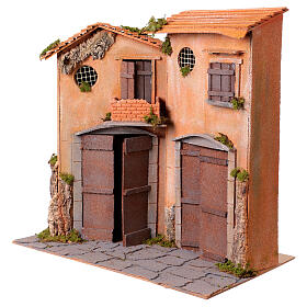 Shepherds' houses, 55x55x30 cm, setting for 20 cm Neapolitan Nativity Scene