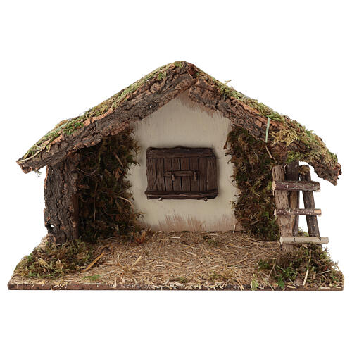Capanna con finestra e scala 35x15x25 cm presepe 8-10 cm 5