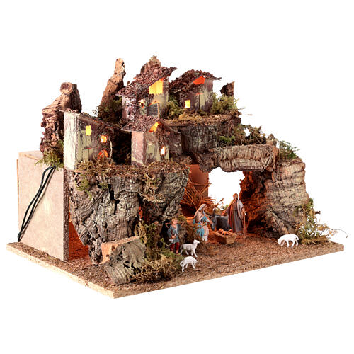 Villaggio illuminato di montagna 40x30x25 cm presepe 6-8 cm 4