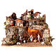 Villaggio illuminato di montagna 40x30x25 cm presepe 6-8 cm s1
