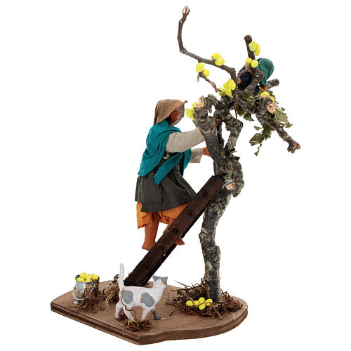 Femme sur échelle et enfant sur arbre crèche napolitaine de 13 cm 2