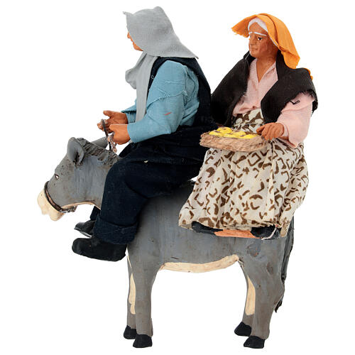 Pareja de ancianos en burro belén napolitano de 13 cm 1