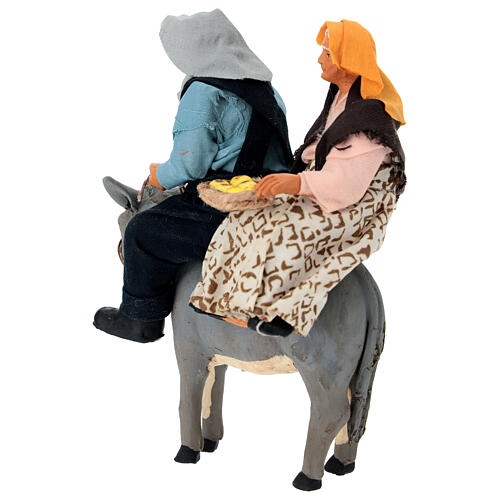 Coppia di anziani su asino presepe napoletano da 13 cm 4
