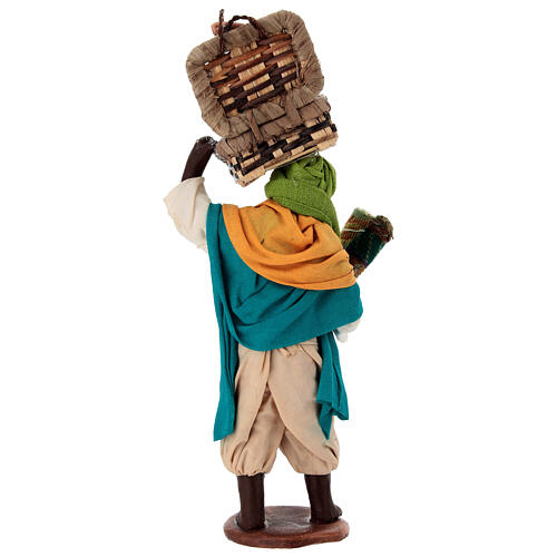 Moor carpet seller with basket and monkey for 13 cm Neapolitan Nativity Scene 4