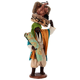 Vendeur de tapis maure avec panier et singe crèche napolitaine de 13 cm