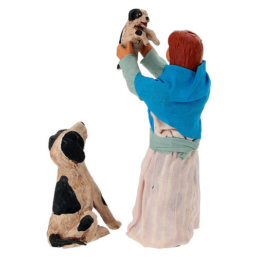 Ragazza con cucciolo e cane presepe napoletano da 13 cm 5