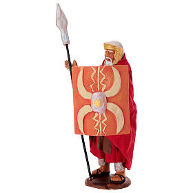 Soldier with spear and shield, Neapolitan nativity dark 13 cm