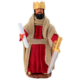 Roi Hérode parchemin épée crèche napolitaine 13 cm