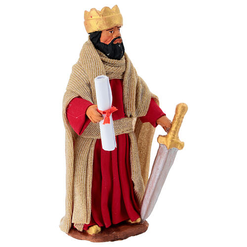 Rei Herodes pergamino espada presépio napolitano 13 cm 3