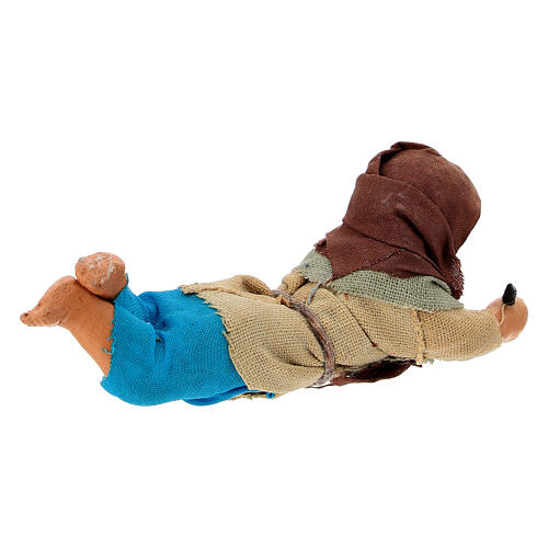 Liegender Junge beim Zeichnen, Krippenfigur, Terrakotta, neapolitanische Krippe, für 13 cm Krippe 4