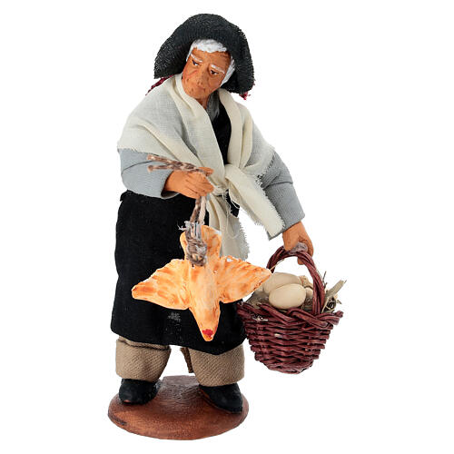 Hombre gallina colgada cesta huevos belén napolitano de 10 cm 1