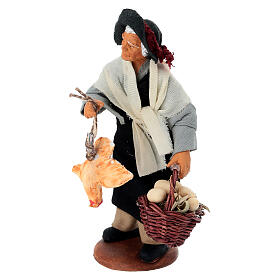 Homme avec poule suspendue et panier œufs crèche napolitaine 10 cm