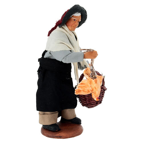 Uomo gallina appesa cesto uova presepe napoletano da 10 cm 3