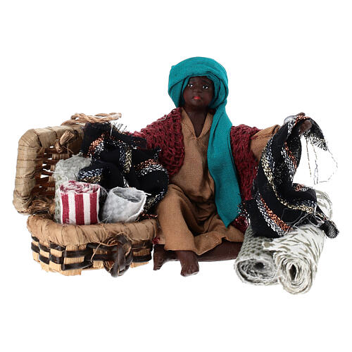 Fabric seller sitting on the floor 10 cm Neapolitan nativity scene 1