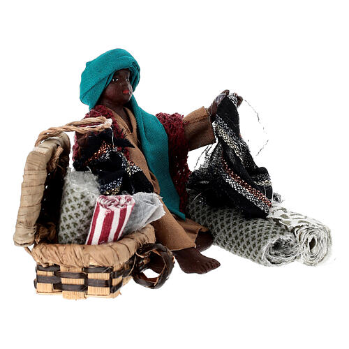 Fabric seller sitting on the floor 10 cm Neapolitan nativity scene 3