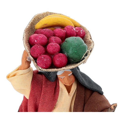 Mujer cesto frutas bastón belén napolitano de 10 cm 2