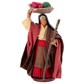 Femme panier de fruits bâton crèche napolitaine 10 cm