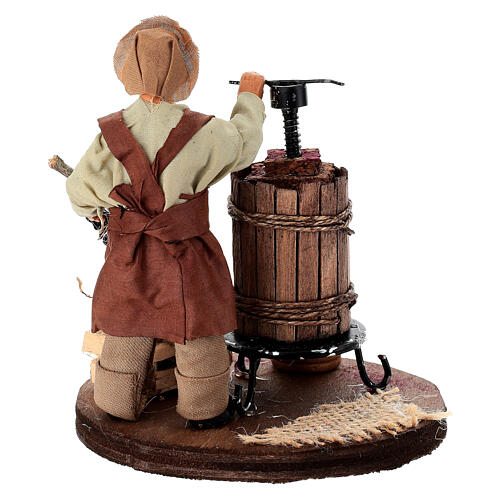 Homme au pressoir avec raisin 10 cm crèche napolitaine 4