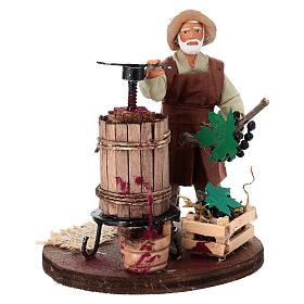 Man at the Wine Press with Grapes Terracotta Figurine, 10 cm Neapolitan Nativity