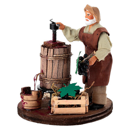 Man at the Wine Press with Grapes Terracotta Figurine, 10 cm Neapolitan Nativity 2