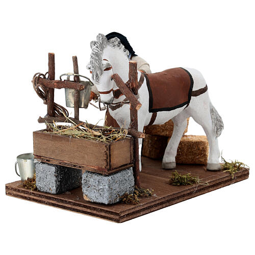 Uomo striglia il cavallo presepe napoletano da 10 cm 4