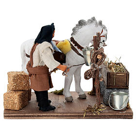 Man grooming horse figurine, Neapolitan Nativity Scene 10 cm