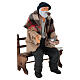 Uomo seduto su panchina con pipa e piccione presepe napoletano 18 cm s3
