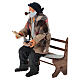 Man sitting on bench with pipe and pigeon, Neapolitan Nativity Scene 18 cm s2