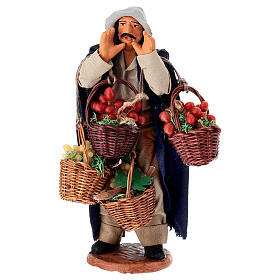 Fruttivendolo con cesti che urla presepe napoletano 18 cm