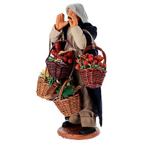 Fruttivendolo con cesti che urla presepe napoletano 18 cm
