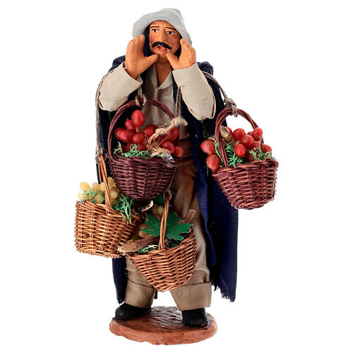 Fruttivendolo con cesti che urla presepe napoletano 18 cm 1